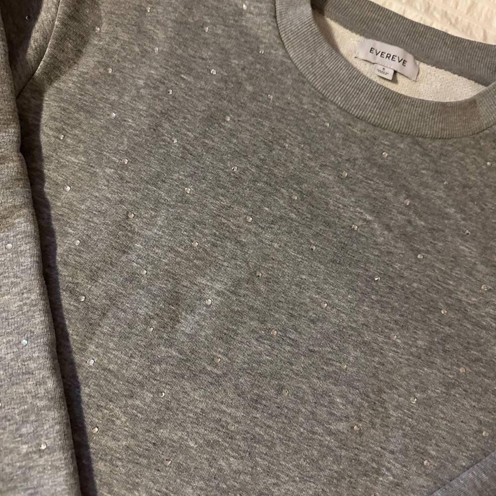 Evereve Women's Gray Speckled Crewneck Sweater - Picture 2 of 3
